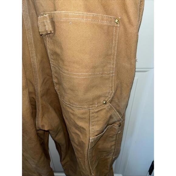 Vintage Carhartt Mens Canvas Straight Leg Double Knee Lined Overalls No Size Tag - Picture 8 of 9